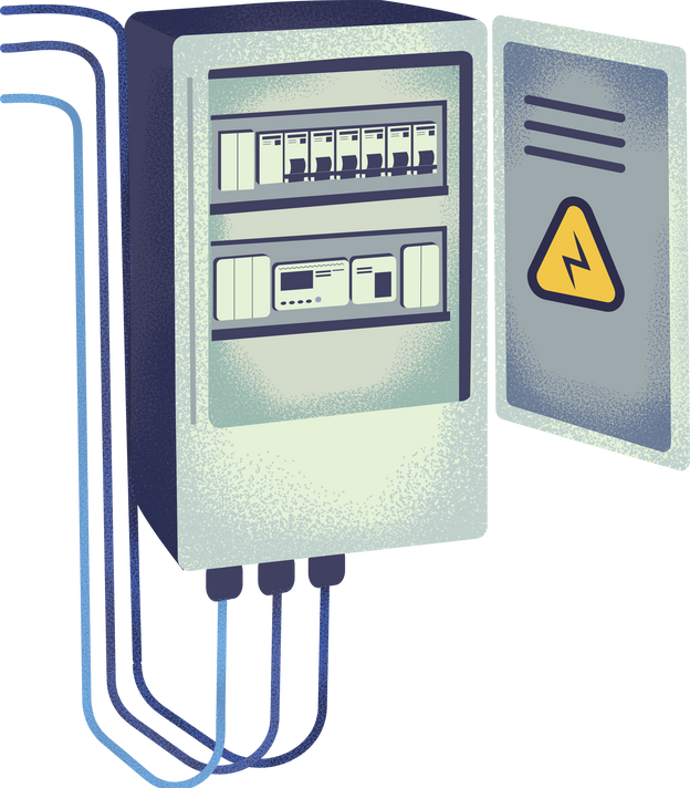 Stippled Blocky Electric Switchboard